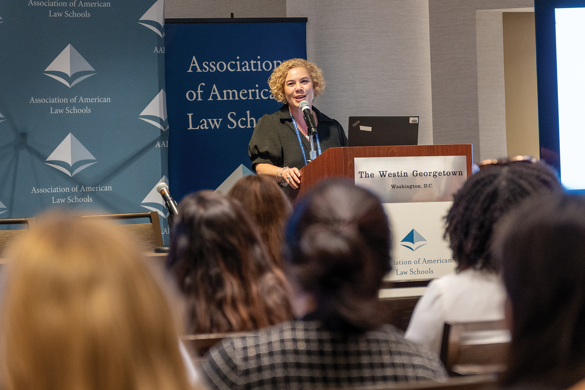 Workshop for New Law School Teachers planning committee chair Melanie B. Jacobs, Dean of University of Louisville Louis D. Brandeis School of Law.