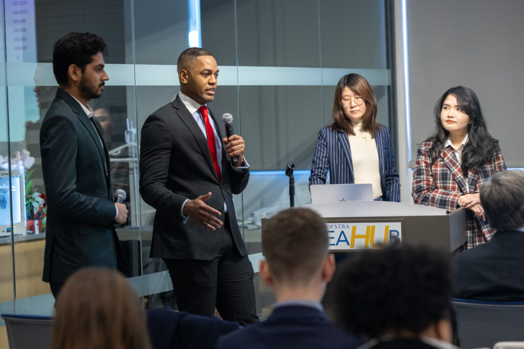 Students from the Maurice A. Deane School of Law collaborate with Hofstra University’s Frank G. Zarb School of Business Bioscience Business Innovation Program (BBIP).