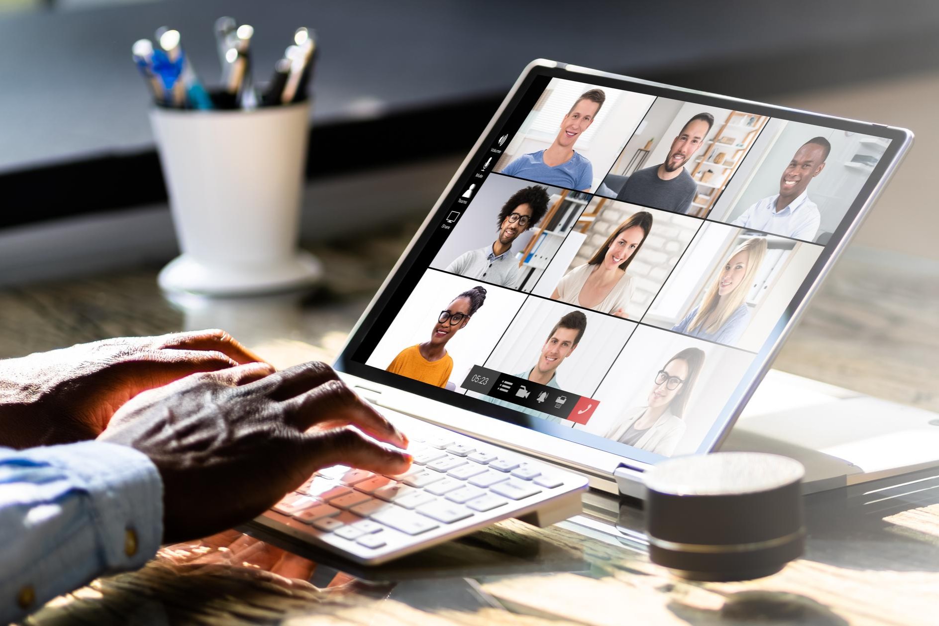 Man watching a webinar